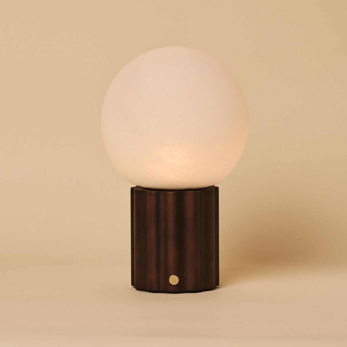 Wim Dark Brown Wood & Glass Cordless Table Lamp