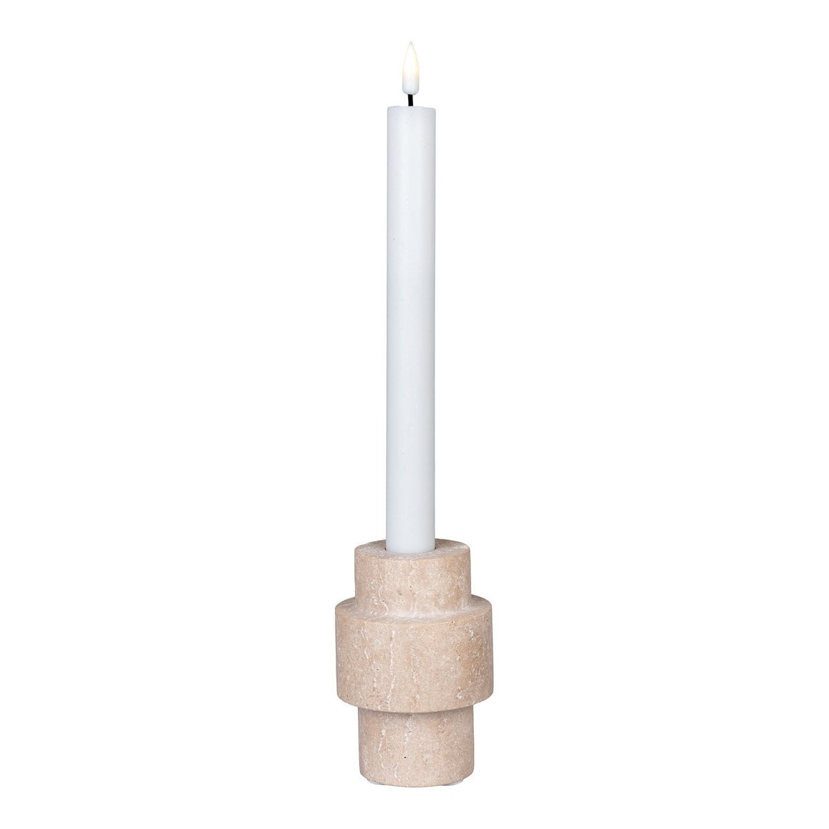 Yoren candle holder close-up of natural travertine texture