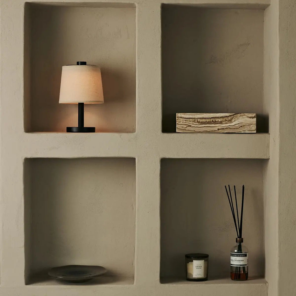 Rover rechargeable lamp in living room console setting