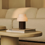 Laurent Dark Brown Wood & Glass Cordless Table Lamp