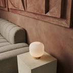 Lyla Light Brown Wood & Glass Cordless Table Lamp