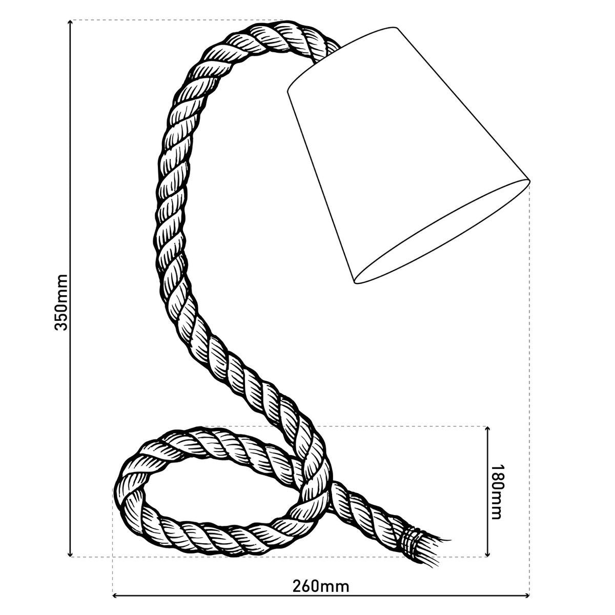 Touw Natural Rope & White Textile Table Lamp