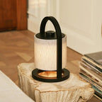 River Black & Grey Wood & Linen Cordless Table Lamp