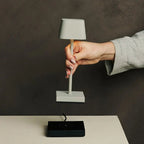 Sarphati shadow grey rechargeable lamp on bedside table