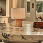 Yalisa Light Brown Wood & Linen Cordless Table Lamp