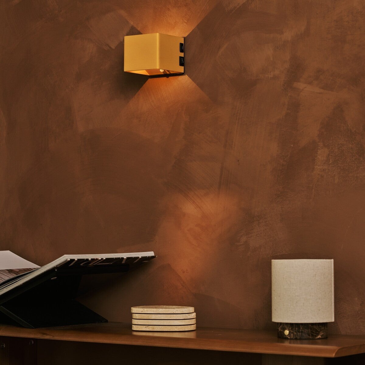 Tess Ocher Yellow Metal Cordless Wall Lamp