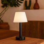 Zoe black wood lamp on bedside table ambient mode