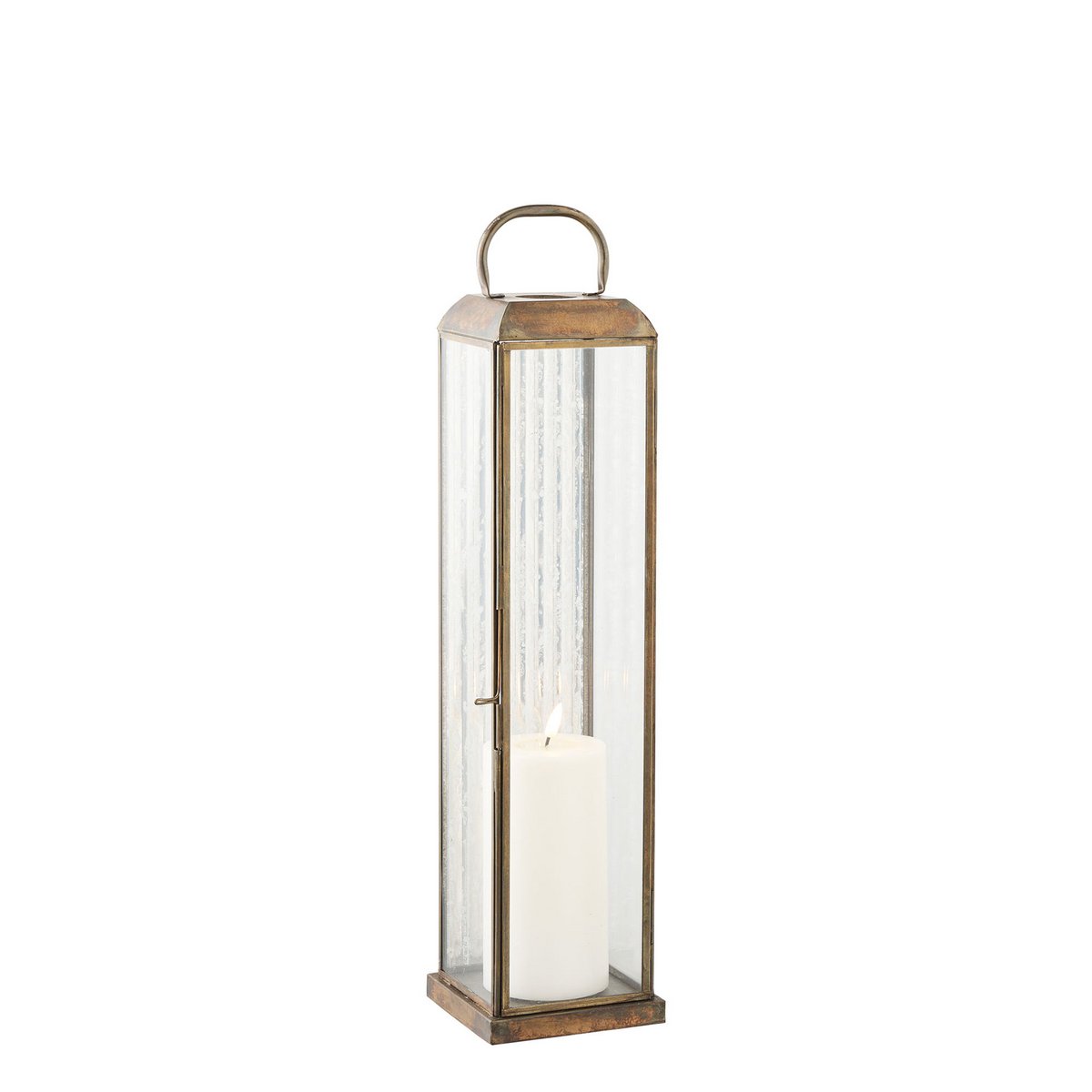 Herslev Laterne, Glas/Metall, Antik-Messing-Optik, 12x12x49 cm