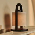 River rechargeable lamp linen-mix shade warm ambient glow