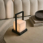 Nola rechargeable lamp alabaster shade warm translucent glow