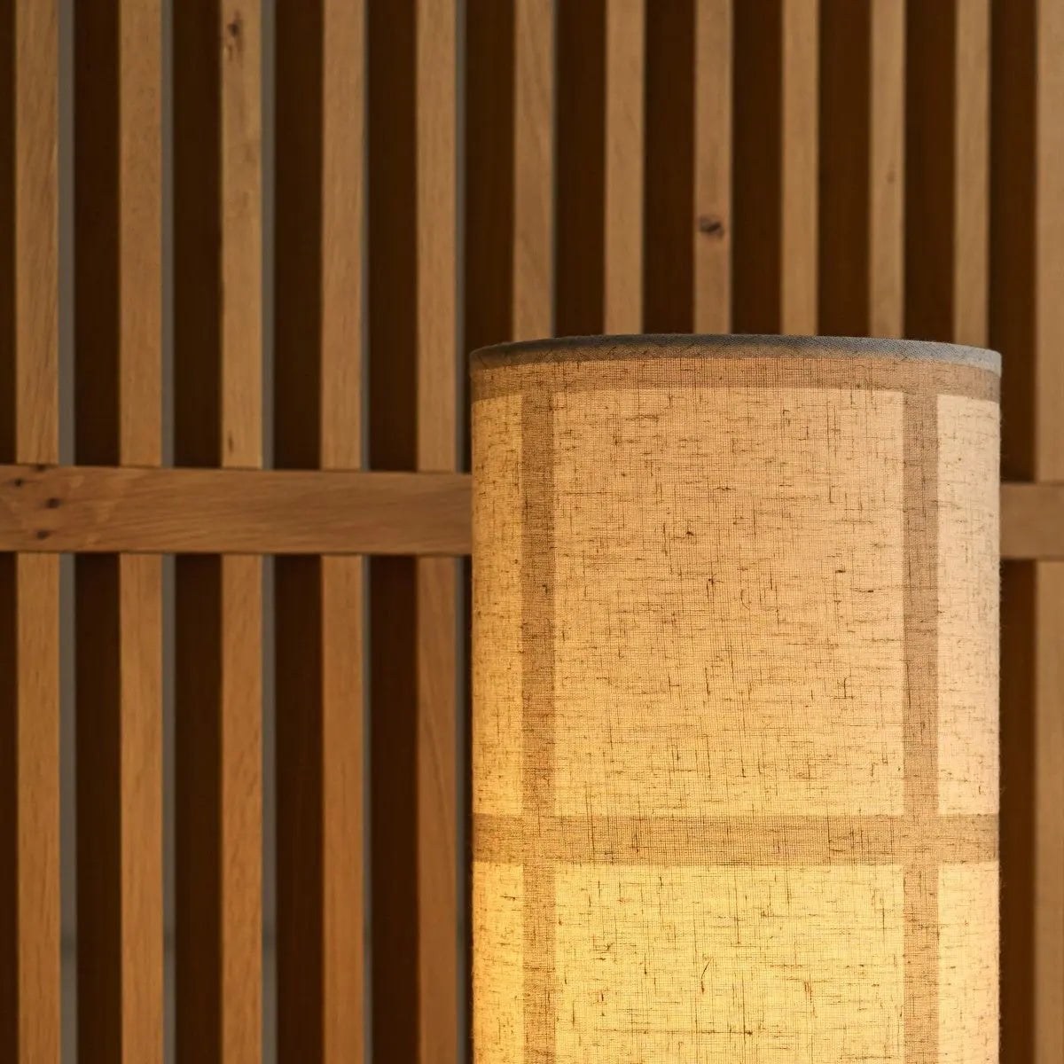 Sakura striped linen lamp in living room setting