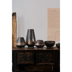 Otaru Bronze-to-Black Ceramic Sculptural Vase