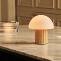 Siebe Light Brown Wood & Glass Cordless Table Lamp