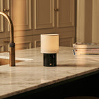 Dou marble lamp warm ambient glow in room setting