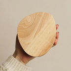 Lulu cordless lamp side view showing compact rubberwood form