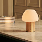 Romée Light Brown Wood & Glass Cordless Table Lamp