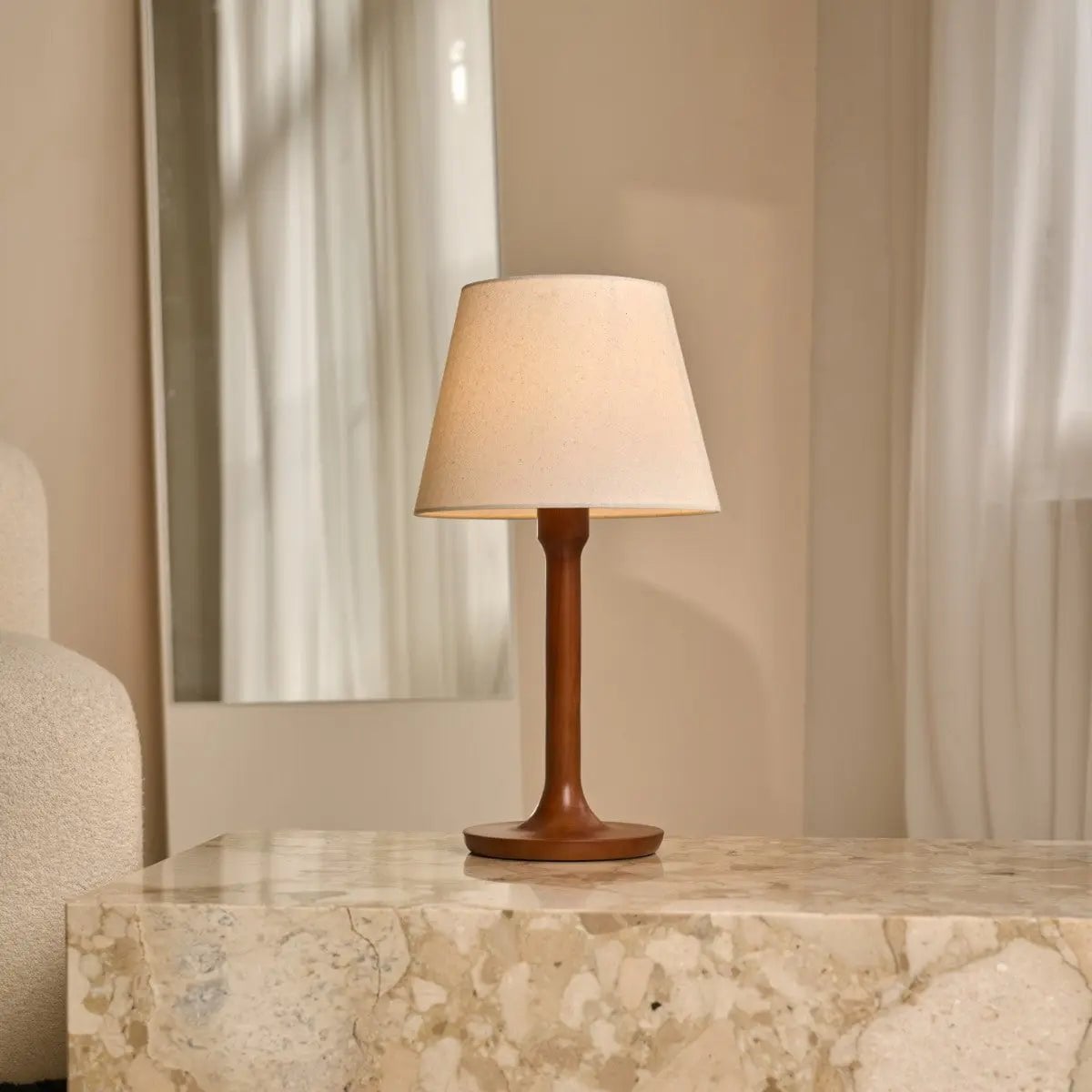 Ovaro fabric shade lamp in living room setting