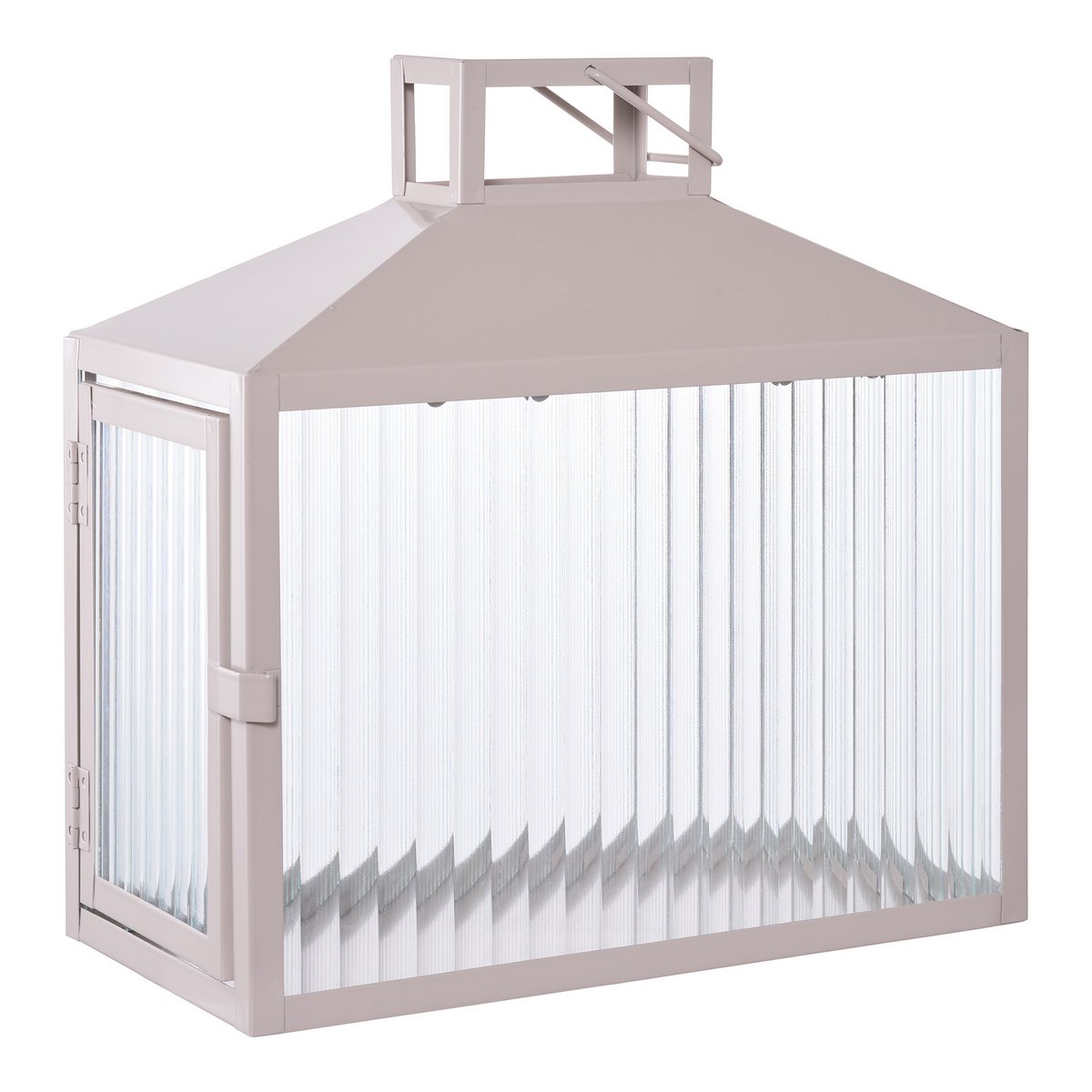 Lucca Laterne - Beige/Grau, Metall/Glas, 26,5x13x26,5 cm