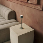 Vondel shadow grey rechargeable lamp on bedside table