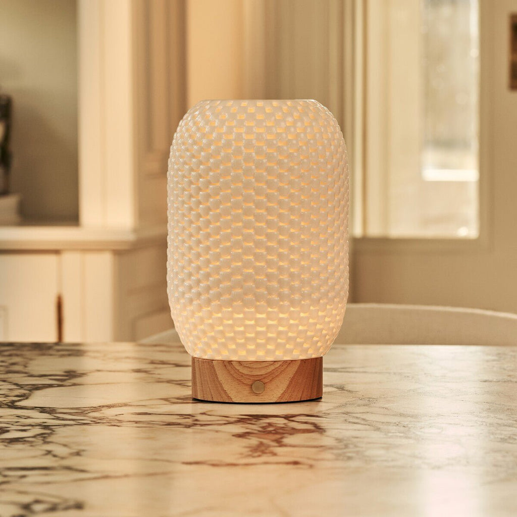Aurora wood porcelain lamp in bedroom bedside setting
