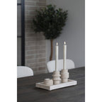 Auren travertine holder side view showing stone form