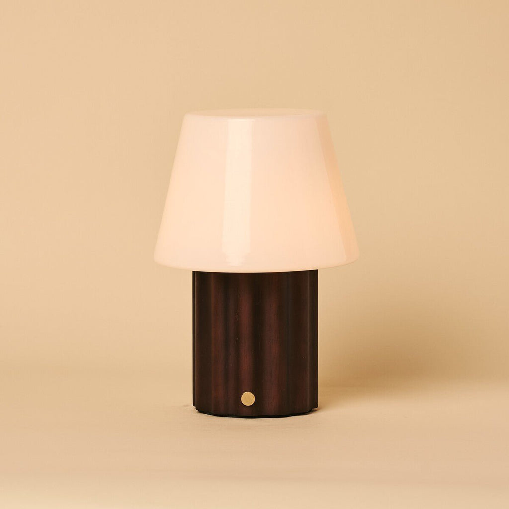 Javi Dark Brown Wood & Glass Cordless Table Lamp