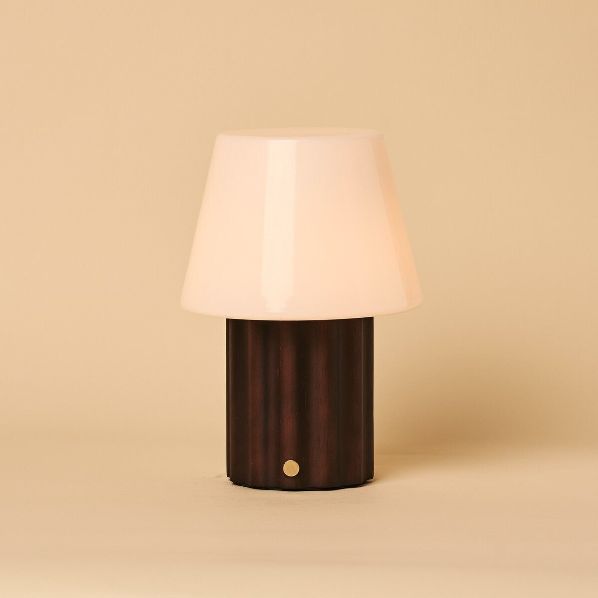 Javi Dark Brown Wood & Glass Cordless Table Lamp