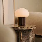 Jord Dark Brown Wood & Glass Cordless Table Lamp