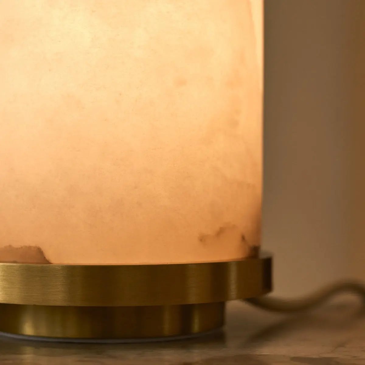 Lumina table lamp close-up of alabaster shade translucent glow