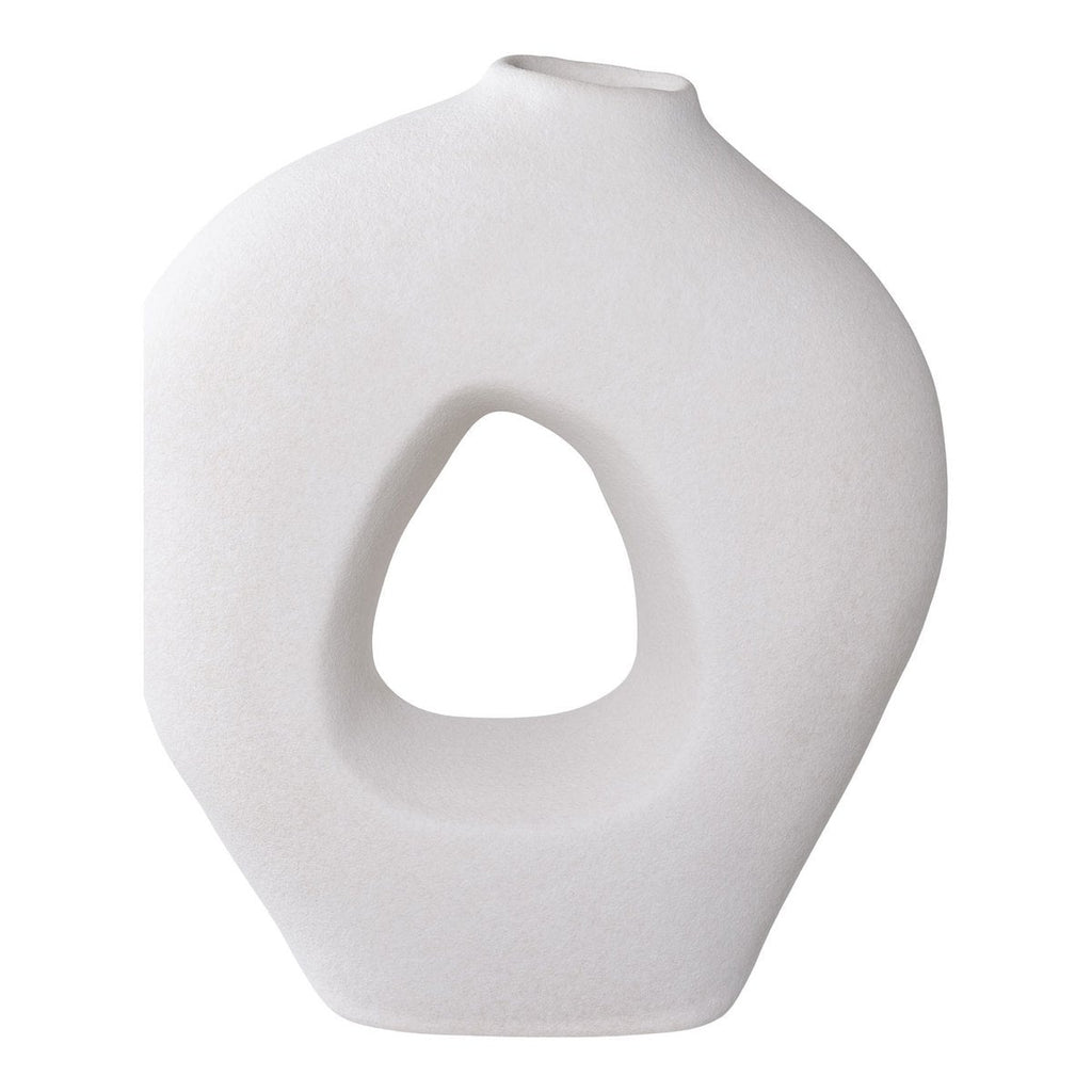 Lumira white vase full product view on white background