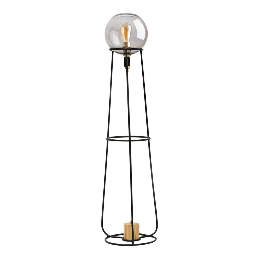 Stelo Zwart & Messing Vloerlamp van Gerookt Glas