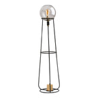 Stelo Zwart & Messing Vloerlamp van Gerookt Glas