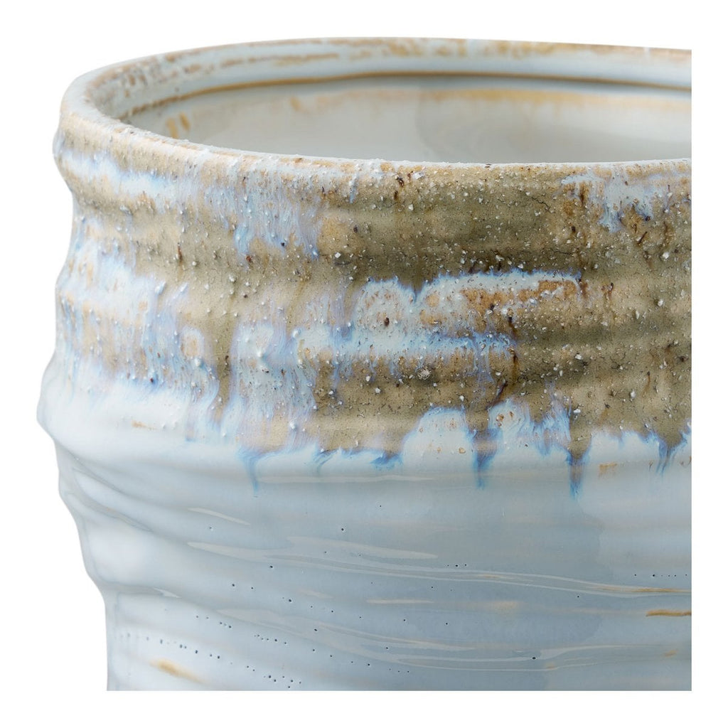 Azure Bloom light blue vase on entryway console
