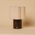 Bianca Dark Brown Wood & Linen Cordless Table Lamp