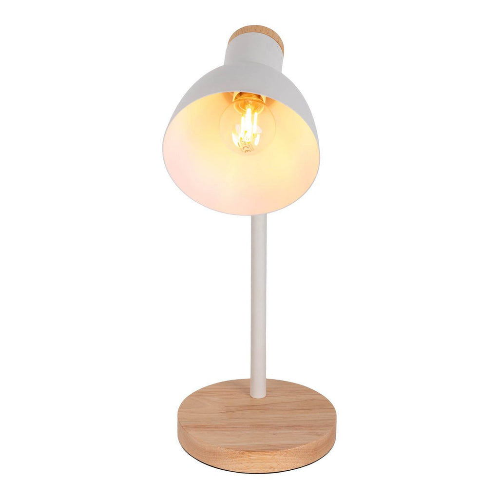 Marie White Metal & Wood Desk Lamp