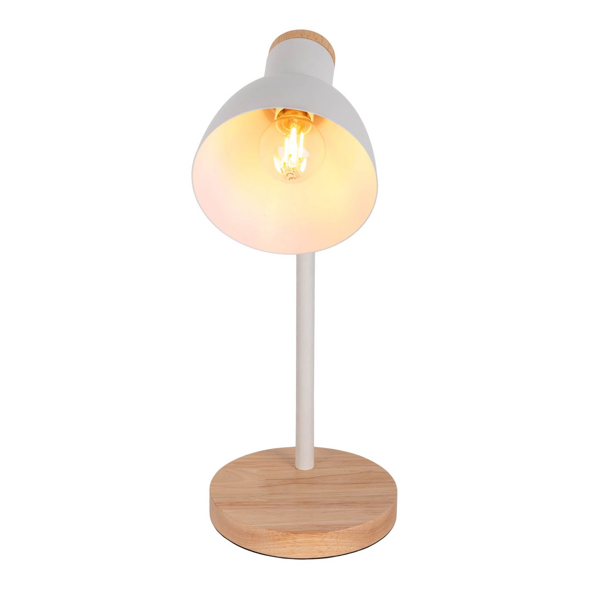 Marie White Metal & Wood Desk Lamp