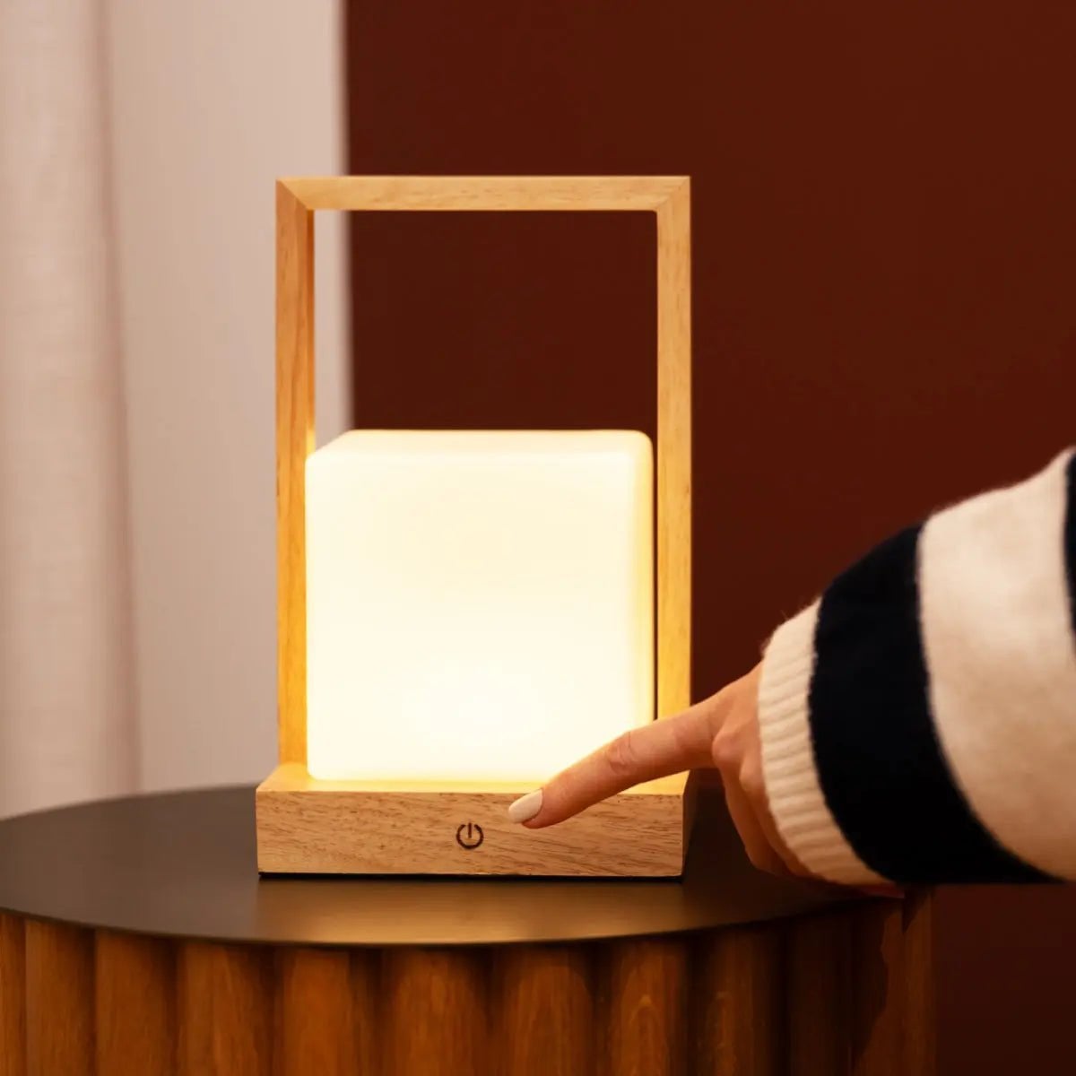 Noah light brown rechargeable cordless table lamp