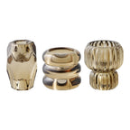 Candle holder, glass, smoked brown, set of 3