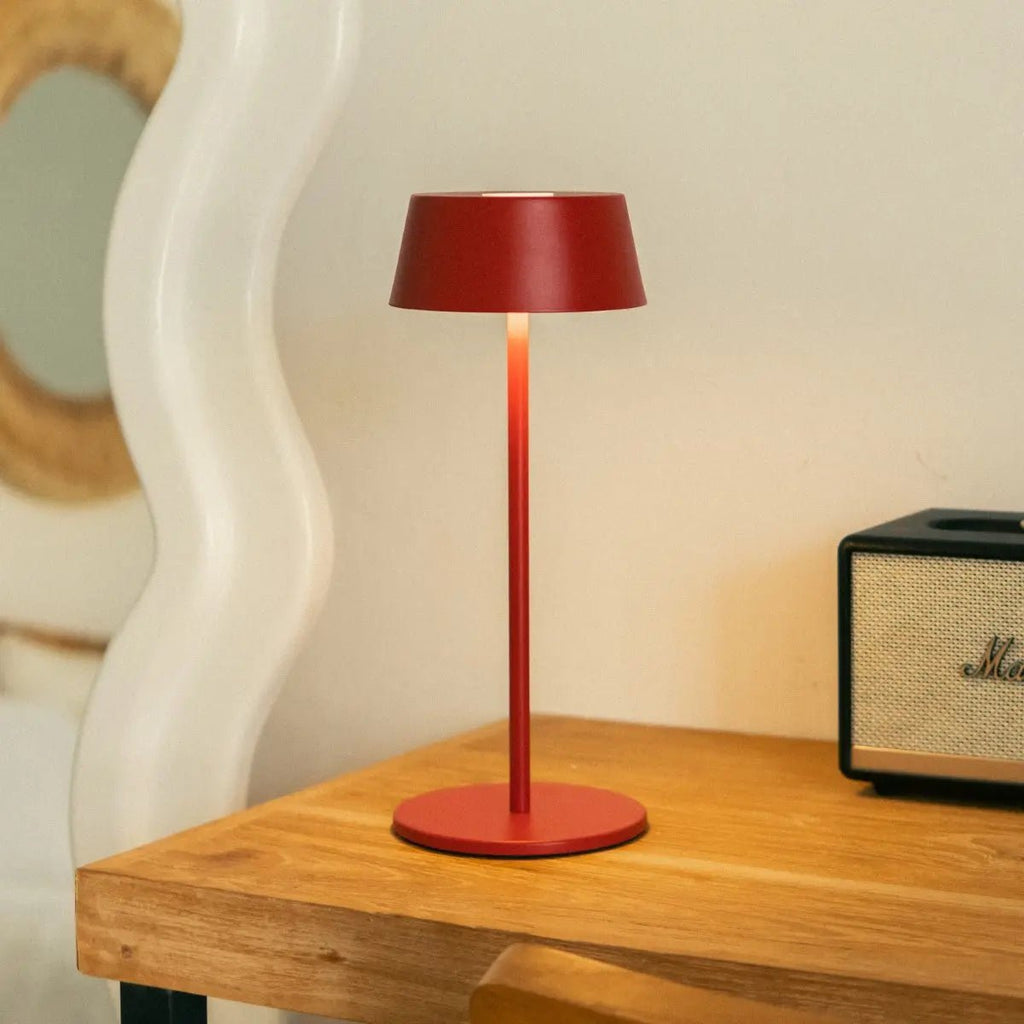 Hugo Berry Red Metal Rechargeable Touch Table Lamp