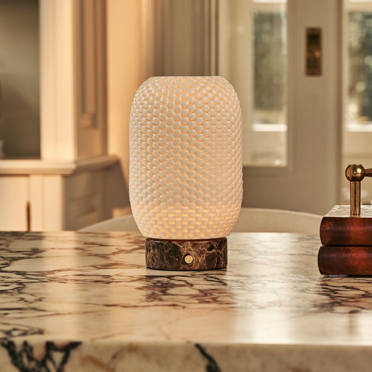 Aurora cordless lamp modular shade twist detail