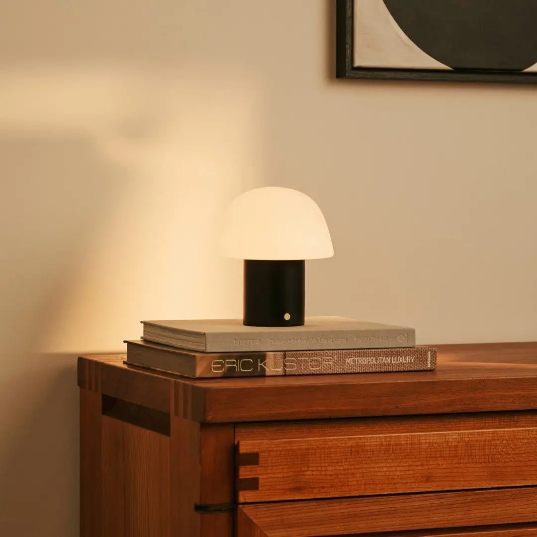 Yannick wood lamp on bedside table ambient mode