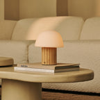 Etienne Light Brown Wood & Glass Cordless Table Lamp