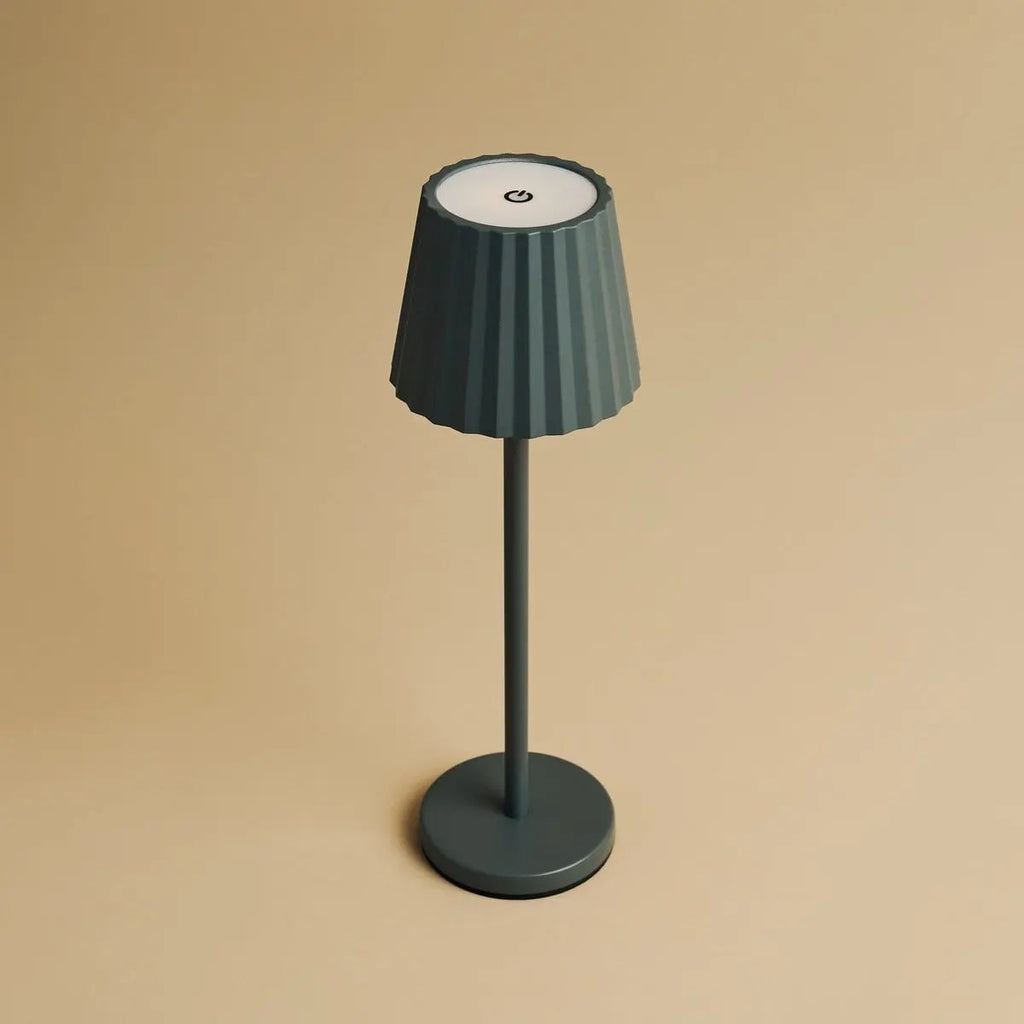 Maya stone grey metal lamp 3 light modes detail