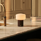 Margaux Dark Brown Wood & Glass Cordless Table Lamp