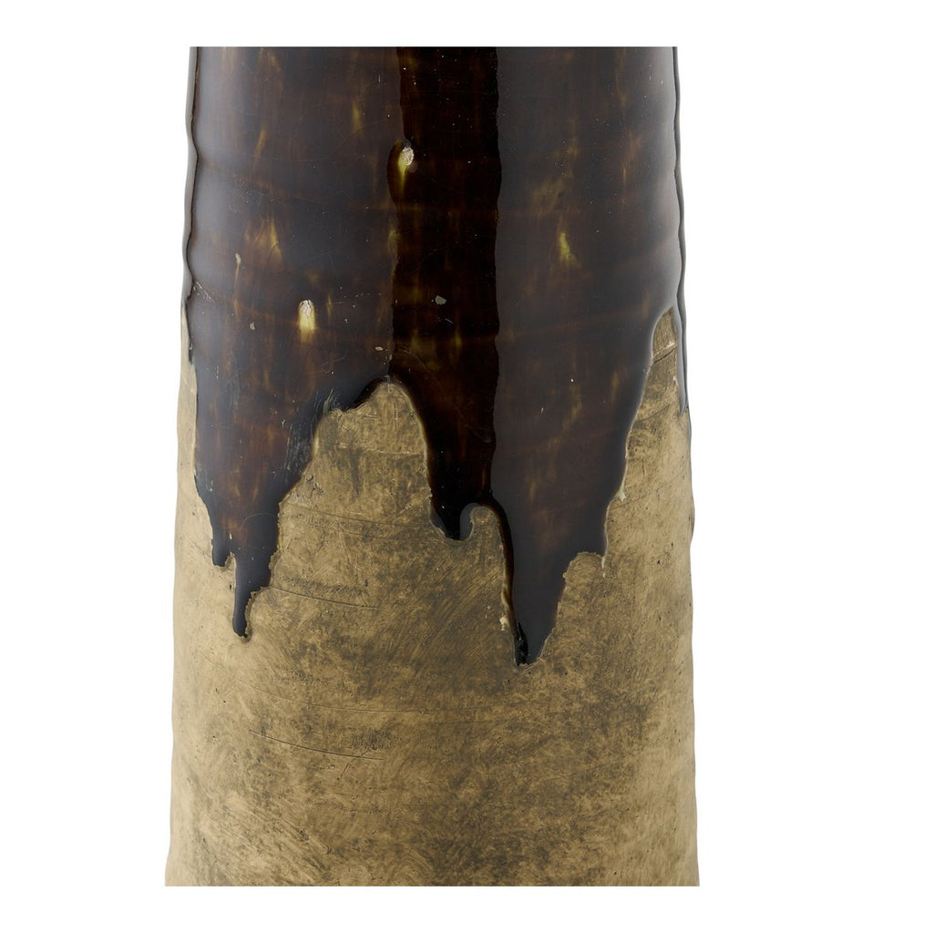 Earthline tall brown vase on entryway floor as accent