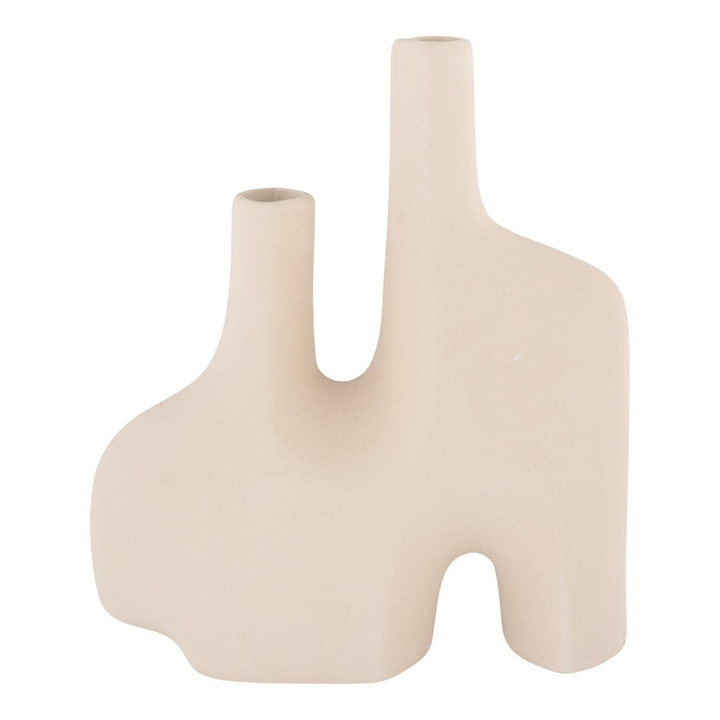 Aeris sand ceramic close-up of dual openings at different heights