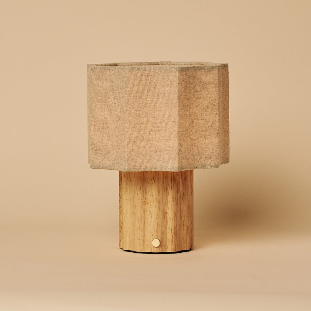 Eloïsa Light Brown Wood & Linen Cordless Table Lamp