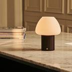Romée Dark Brown Wood & Glass Cordless Table Lamp
