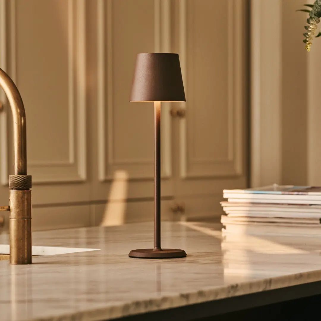 Jasper Mocha Brown Metal Cordless Rechargeable Table Lamp