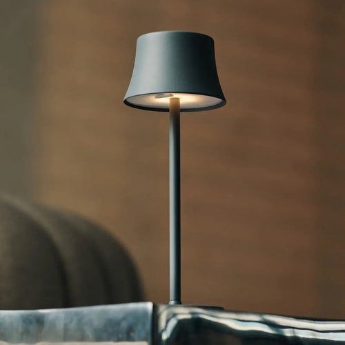 De Pijp mouse grey metal lamp side view showing cylindrical form